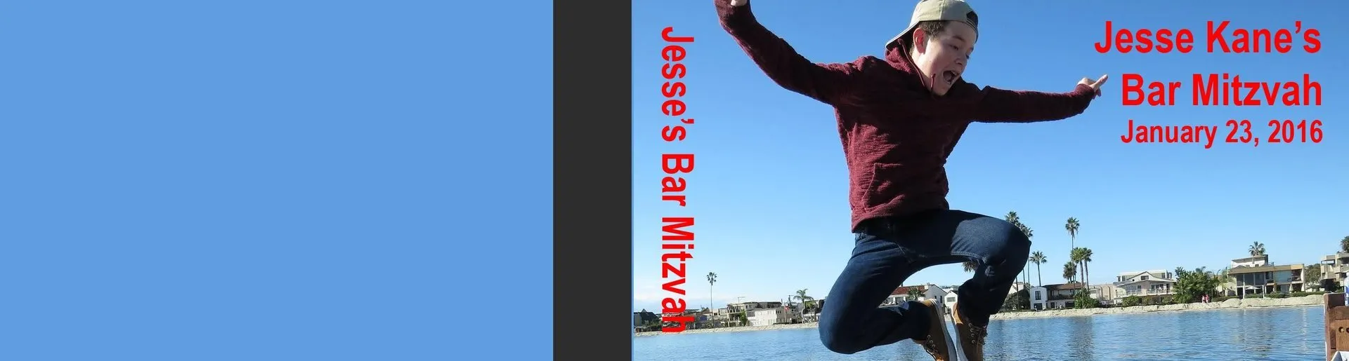 Custom mitzvah flipbook cover for Jesse's Bar Mitzvah