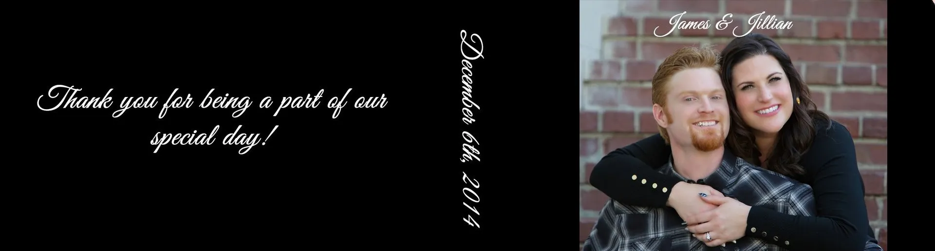 Custom wedding flipbook cover for Jillian and James