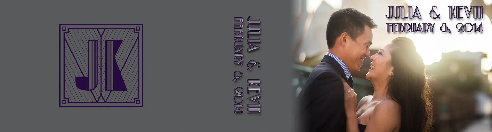 Custom wedding flipbook cover for Kevin and Julia