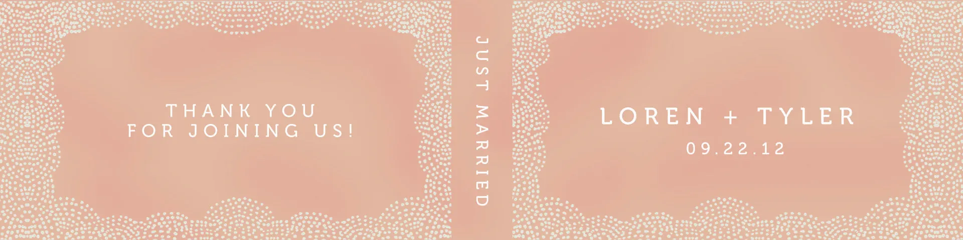 Custom wedding flipbook cover for Loren and Tyler at Park Winters