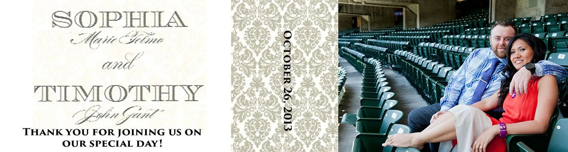 Custom wedding flipbook cover for Sophia and Timothy