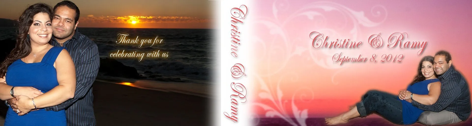 Custom wedding flipbook cover for Christine and Ramy