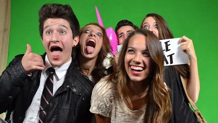 Green screen flipbook activation with digital backgrounds in Costa Mesa