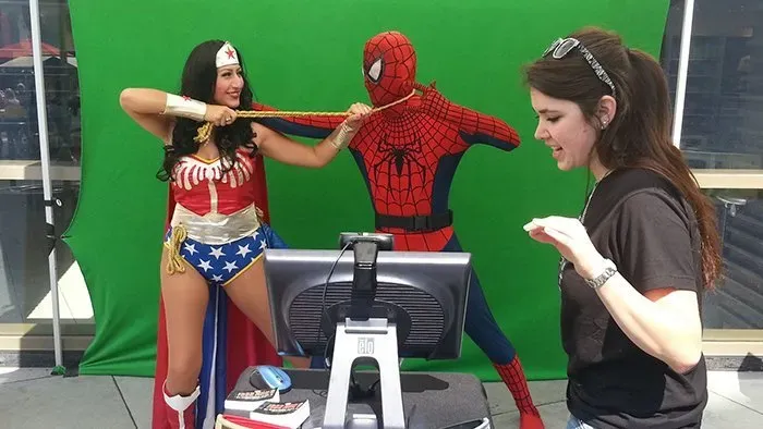 Costumed guests starring in their Action Flipbook in Irvine