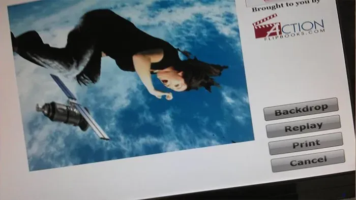 Guest starring in a green screen Action Flipbook scene at a campus activation